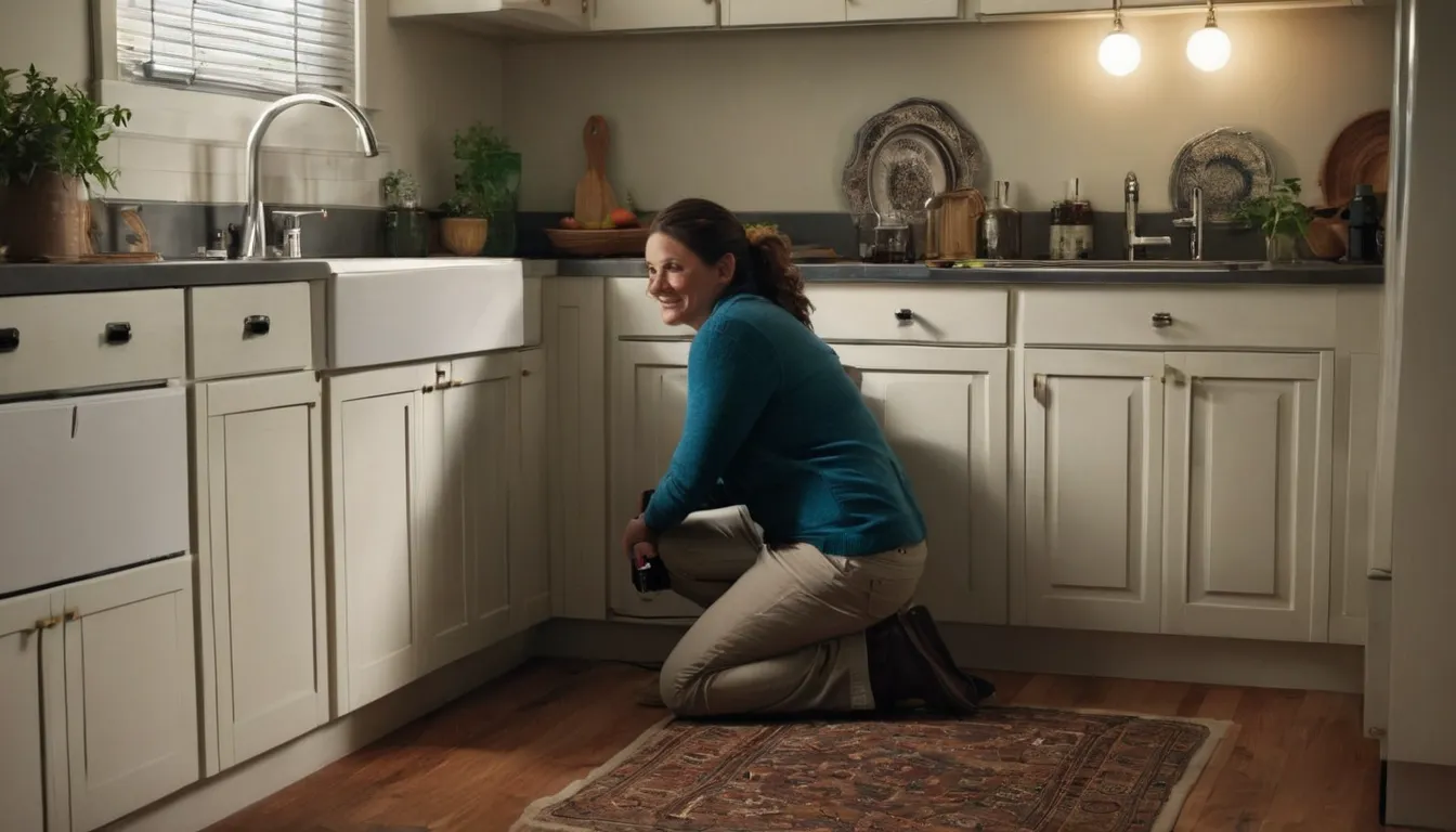 A provider checking under a sink for signs of pests in a Concord kitchen